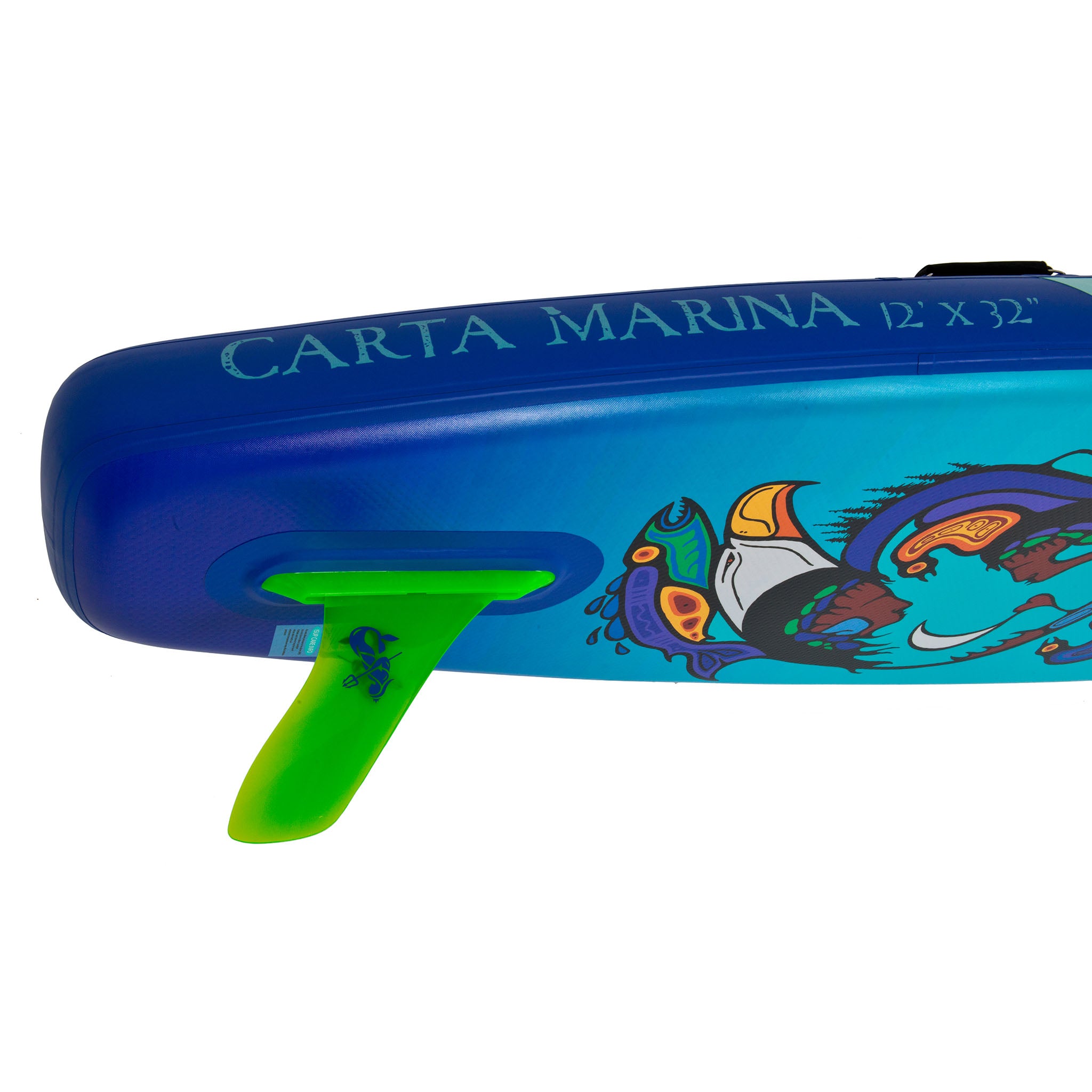 Carta Marina bottom featuring the 9-inch SUP Touring Flex Fin with Click Fin Proprietary Tooless Kumano System