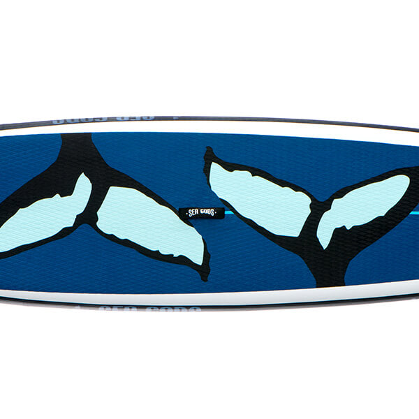 KETOS Racing iSUP Paddleboard by Sea Gods - high traction EVA deck pad with custom graphics.