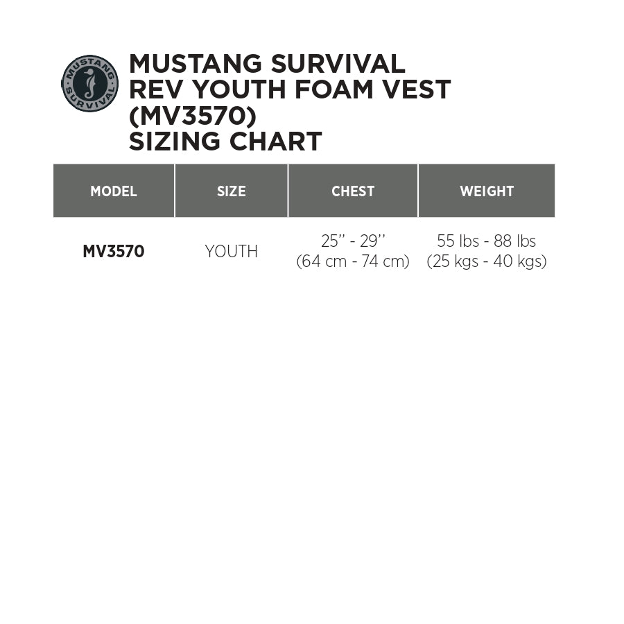 Mustang Survival Youth Rev Foam Vest