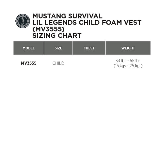 Mustang Survival Child Lil Legends Foam Vest